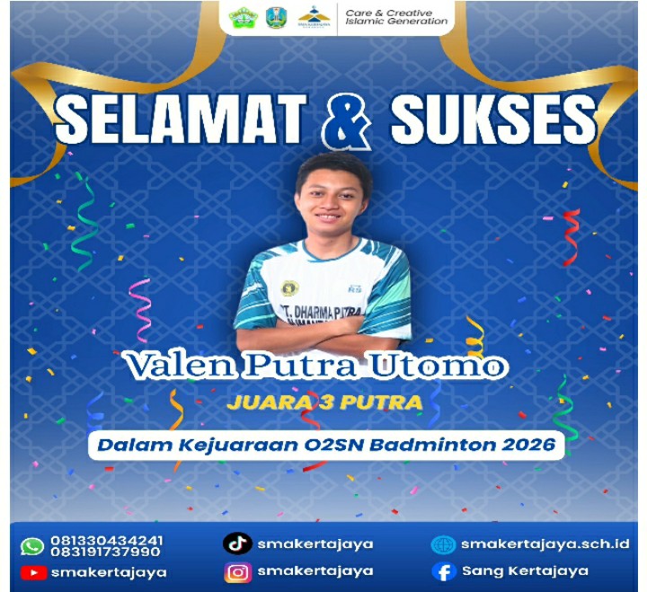 Ukir Prestasi di O2SN 2026, Siswa SMA Kertajaya Surabaya Sabet Juara 3 Badminton